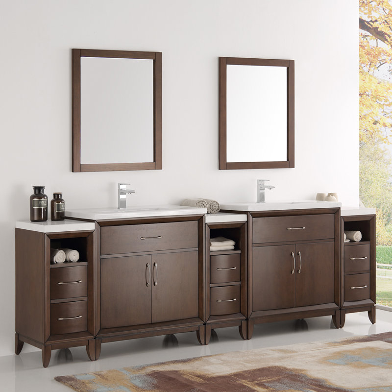 Fresca Cambridge 96" Double Traditional Bathroom Vanity Set with Mirror